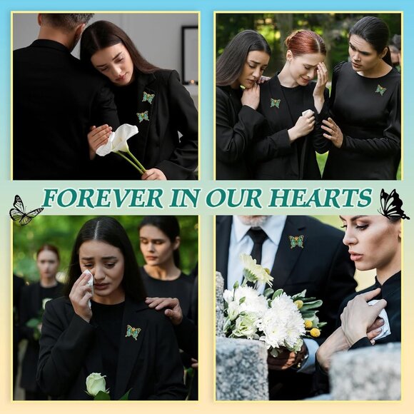 Funeral Pins Bulk Pack 30 Silver Enamel Butterfly Memorial Favors for Celebratio - Picture 5 of 6